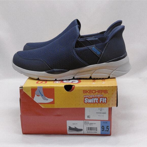 Skechers Other - Skechers Men's Hands Free Swift Fit Slip-On Sneaker Shoes Size 9.5 Blue Casual